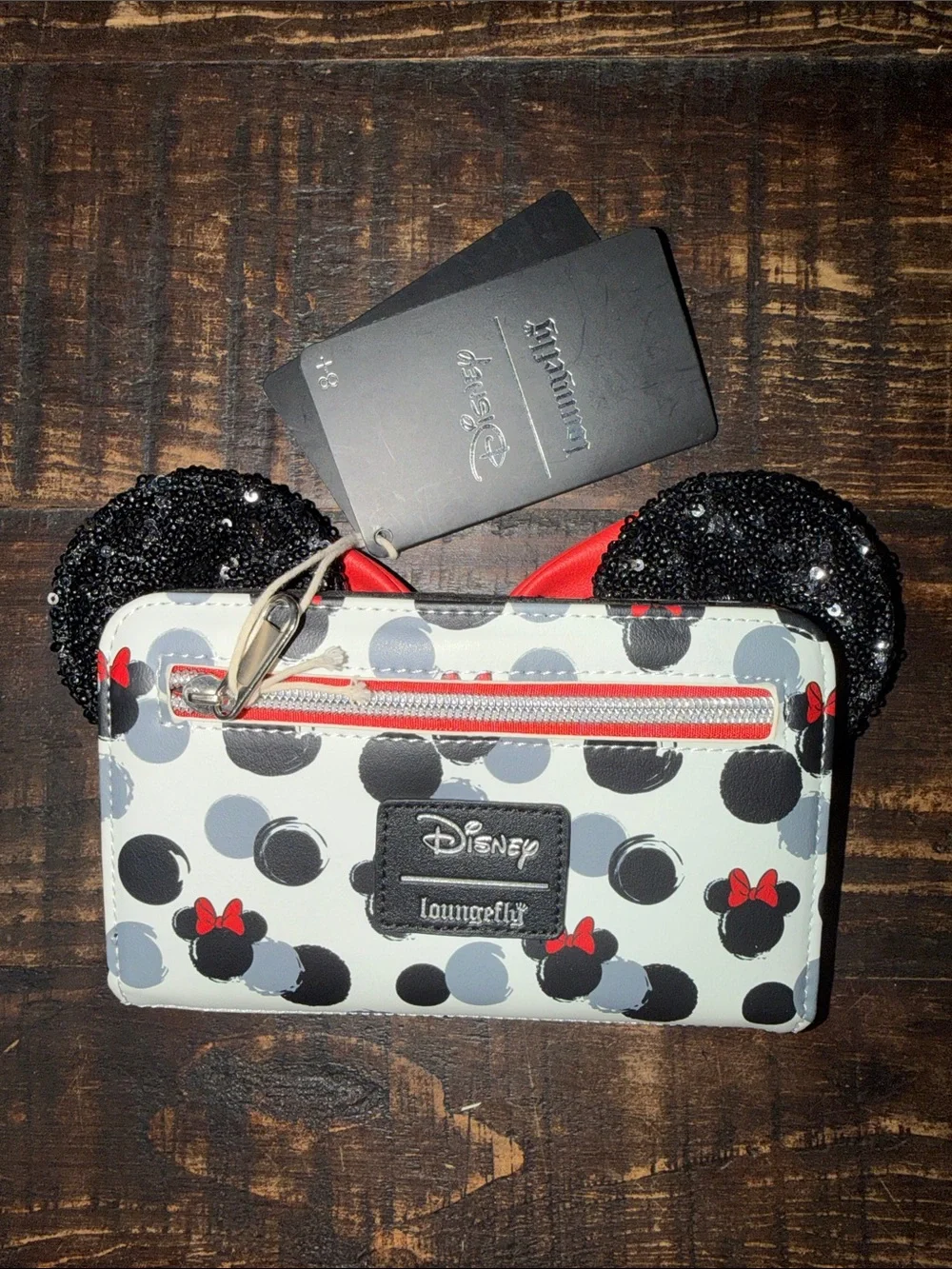 Disney Minnie Mouse Loungefly Sequin Wallet with Red Bow